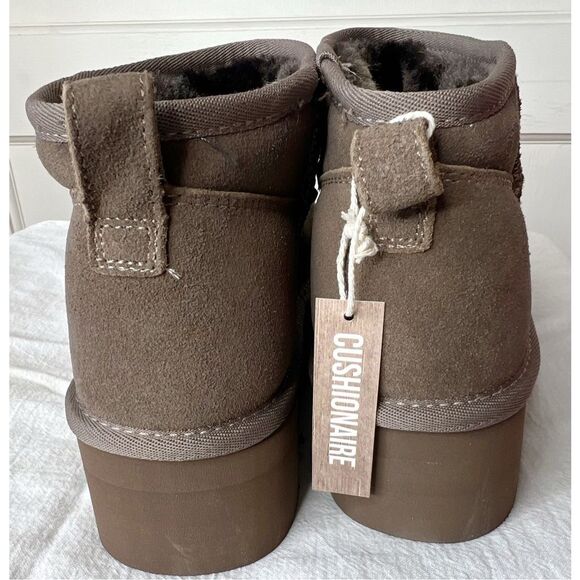 Cushionaire Hippy Womenβs Suede Platform Ankle Boots Taupe Size 8.5 New - Picture 6 of 12
